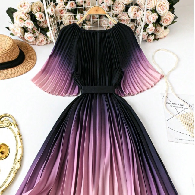 DreamSkyne Vestido elegante de talla grande con degradado