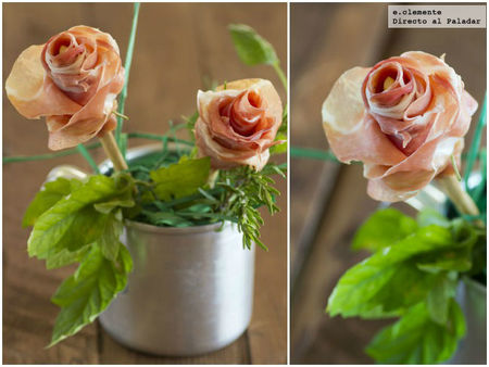 Cómo hacer flores de jamón serrano