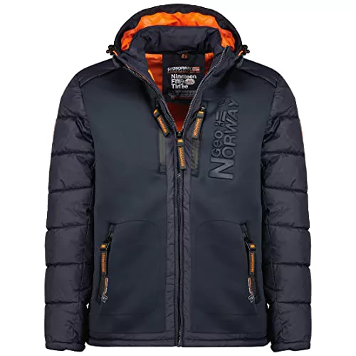 Geographical Norway Beachwood Men - Abrigo Para Hombre Resistente Viento - Chaqueta Acolchada Calor - Jacket Forro Impermeable Exterior (Marina XXL)