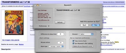 Baywatch: AppleScript para añadir el seguimiento de tus artículos de eBay a iCal