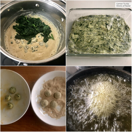 Croquetas de espinacas y queso azul paso a paso