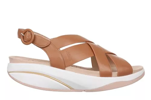 MBT MUGI Sandalias de Vestir para Mujer en Piel. Calzado Ligero y Cómodo de Primavera Verano. Calzado Fisiológico Confort y Estabilidad. Sandalias Estilo Moderno de Hebilla. Color Arena