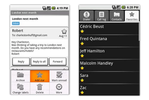 Google Android: Gmail y contactos