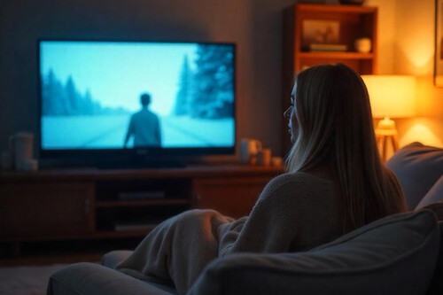 Viendo el televisor con poca luz
