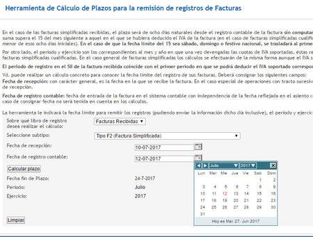 Nueva calculadora para conocer los plazos del SII de la Agencia Tributaria