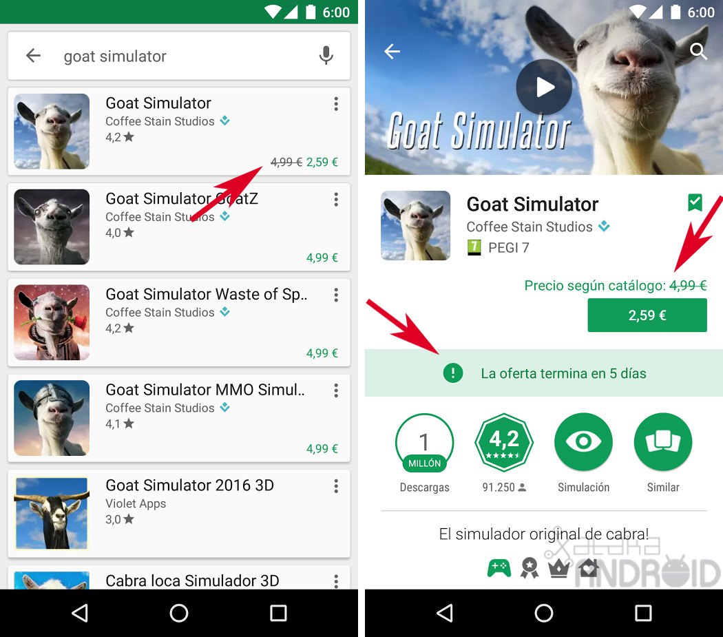 Así es como Google Play te dice si una aplicación o juego está en oferta