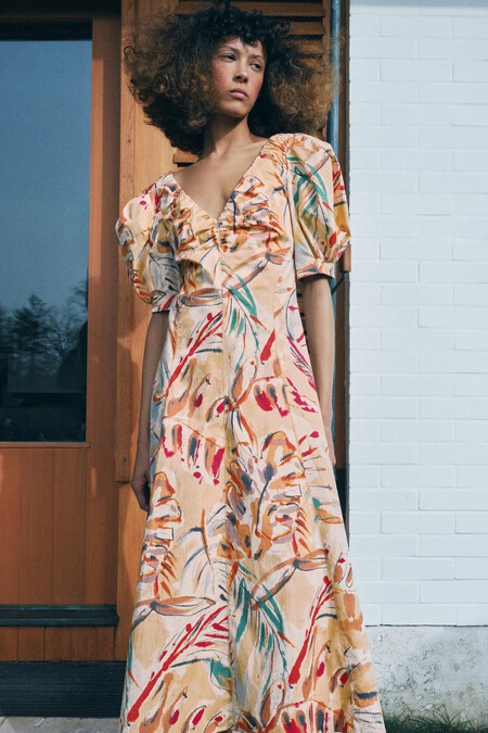 vestido midi flores