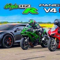 El coche más rápido del mundo versus la moto más rápida: una Kawasaki H2R y un Bugatti Chiron SS se baten en duelo