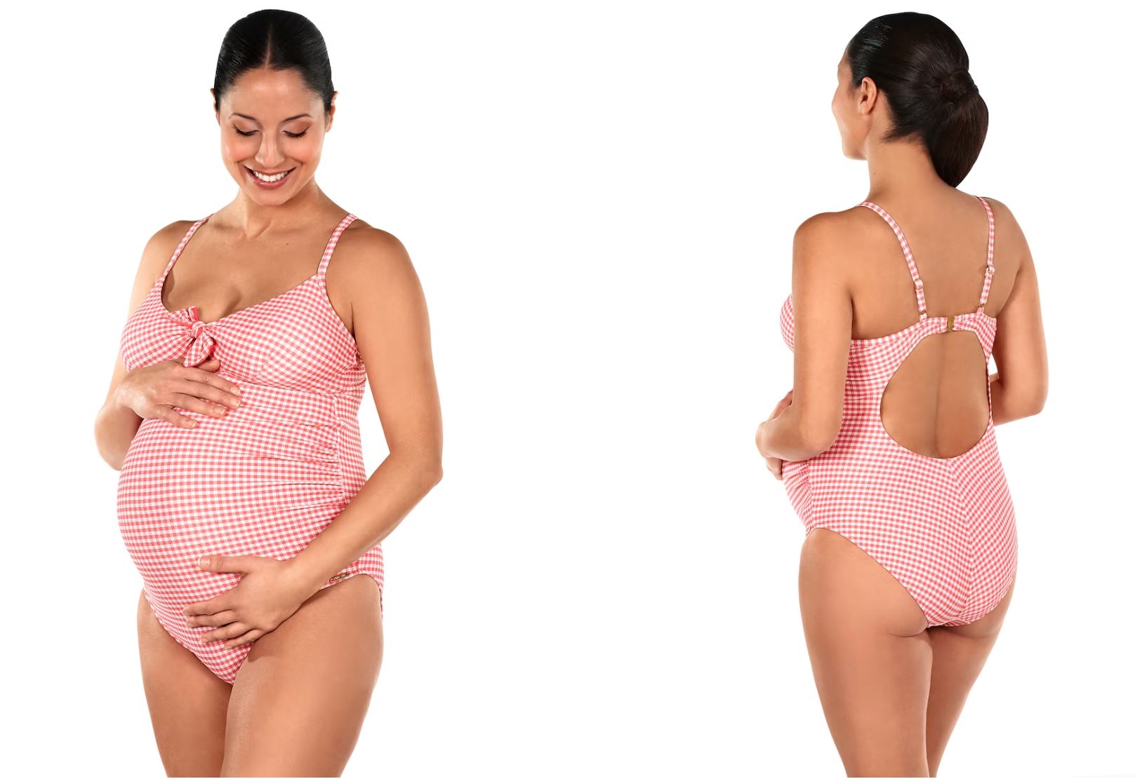 Bañador de premamá en tejido con textura de cuadros vichy
