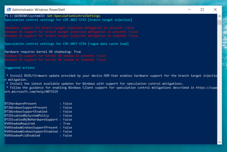 Windows Powershell Comprobar Meltdown Spectre Windows 10