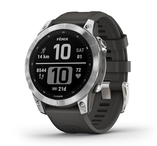 Garmin fēnix ​​7 - Reloj GPS multideporte con pantalla táctil y funciones superiores, frecuencia cardíaca, mapas y música, Gris Plata