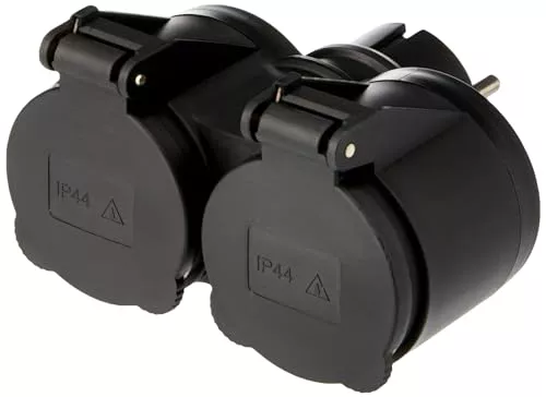 Electraline 55074, Adaptador para exteriores 2 enchufes Schuko