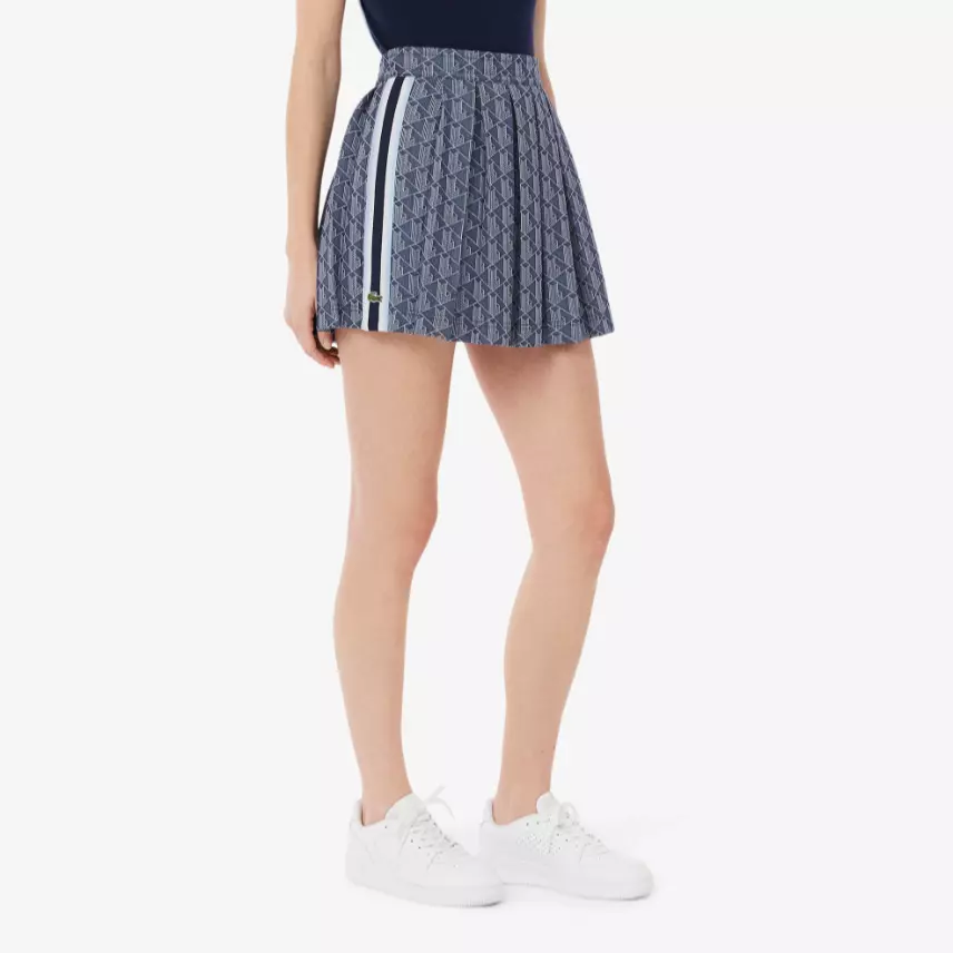 Falda plisada de jacquard con monograma
