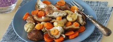 Salteado de setas con zanahorias y castañas. Receta saludable