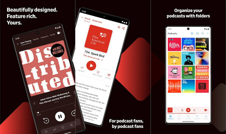 Capturas de pantalla promocionales de Pocket Casts