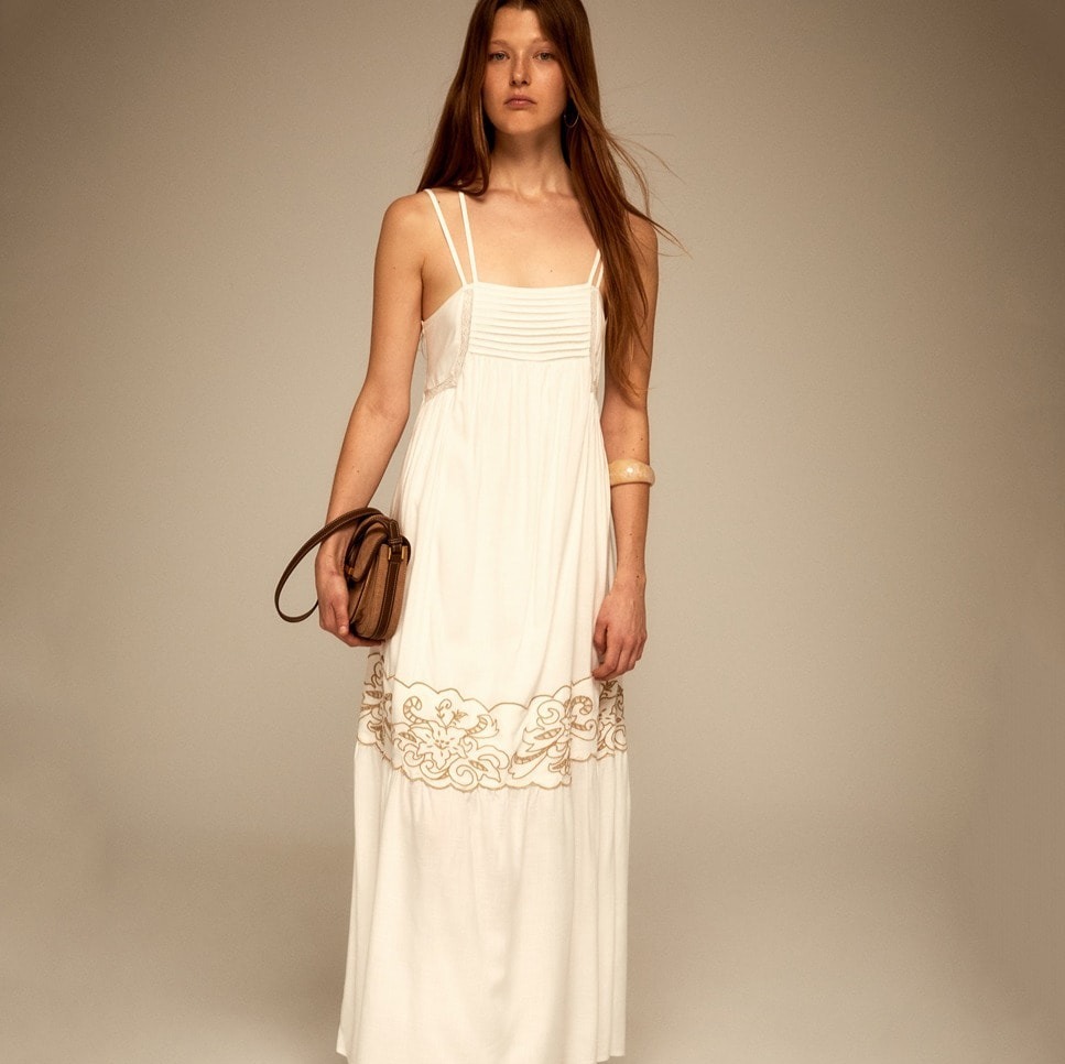 Sfera - Vestido tirantes bordado.