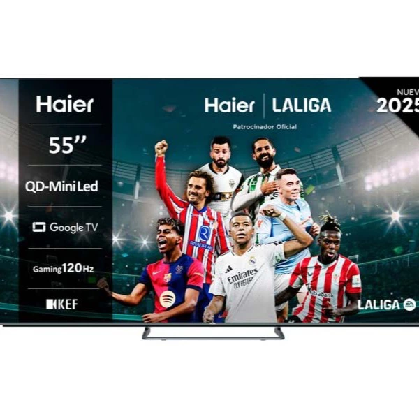 Haier - TV QD-MiniLED 139 cm (55') Haier H55M80FUX UHD 4K, Peana Cental, Smart Google TV, HDR10, Sonido KEF 2.1.