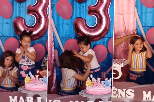El vídeo viral en el que dos hermanas se pelean por soplar la vela de la tarta de cumpleaños: por qué no es gracioso