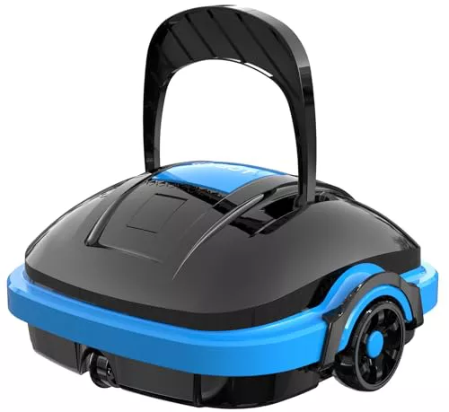 WYBOT Robot Limpiafondos Piscina Electrico sin Cable para Aspirador Piscinas de hasta 50m², Robot Limpiafondos Piscina con Motores de Doble Tracción y Estacionamiento Automático Negro