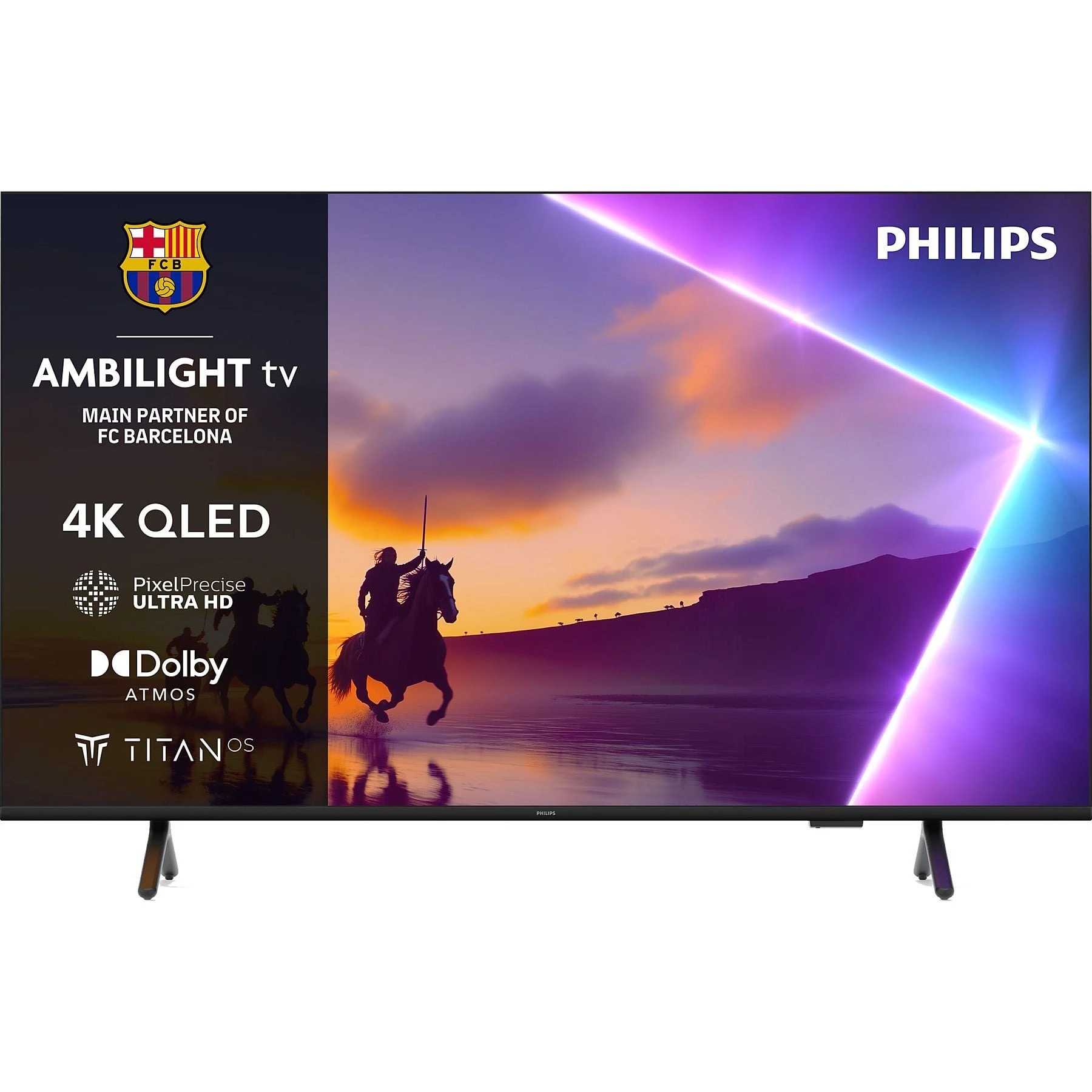 TV QLED 65" - Philips Ambilight 65PUS8510/12, UHD 4K, Titan OS, Smart TV, Pixel Precise Ultra HD, Dolby Atmos, Negro mate