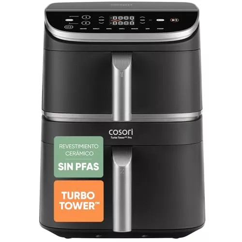Cosori Air Fryer Turbo Tower Pro 10,8 Litros, Freidora de Aire con Revestimiento Cerámico sin PFAS