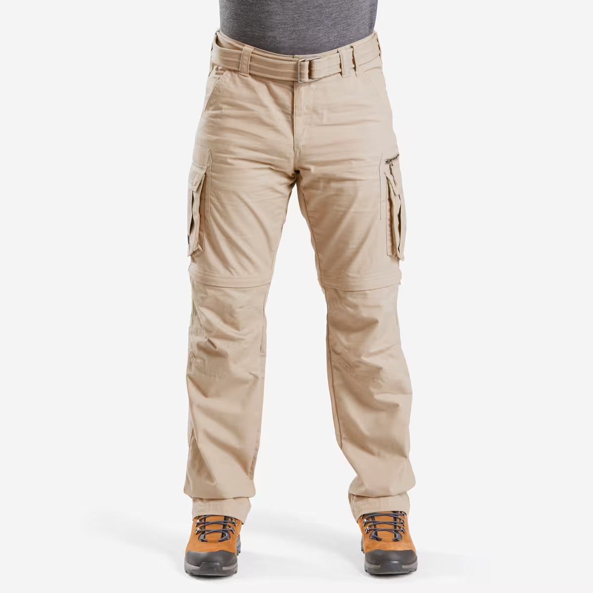 Pantalón desmontable montaña y trekking cargo Hombre Travel 100 beige

