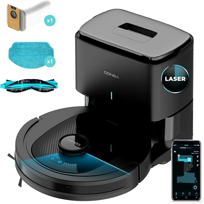 Cecotec Robot aspirador Conga 7490 Ultimate Home X-Treme, 2600 Pa, 120 min autonomía, navegación láser y base de autovaciado, limpieza 4 en 1, cepillo central multifunción, APP Cecotec
