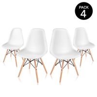 ¿Necesitas amueblar tu comedor? pack de cuatro sillas de comedor blancas de diseño nórdico McHaus por 49 euros en eBay 