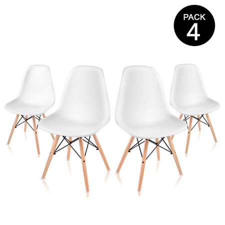 ¿Necesitas amueblar tu comedor? pack de cuatro sillas de comedor blancas de diseño nórdico McHaus por 49 euros en eBay