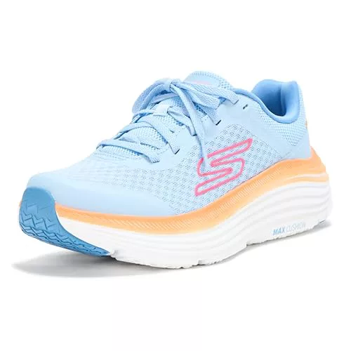 Skechers MAX Cushioning Endeavour Canova, Zapatillas Mujer, Blue Synthetic/Orange Trim, 39 EU