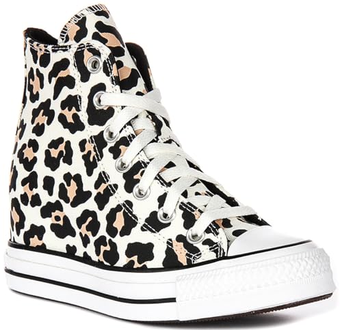 Converse Chuck Taylor All Star Wedge Platform Leopard Animal Print Egret Talla 37