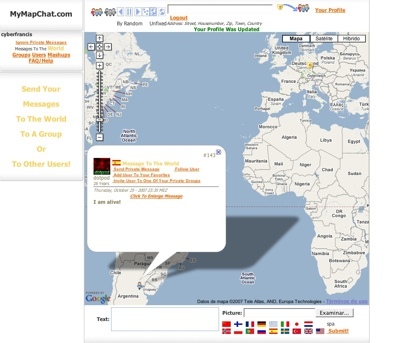 MyMapChat, enviando nuestros mensajes al mundo