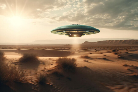 Nave alienígena sobre el desierto