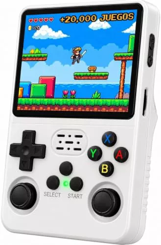Consola Retro Portatil con 17.000-21.000 Juegos - Versión 2026- Mini Consola Arcade - Juegos de PS1, PSP, N64, NDS, GBA, NeoG, etc. - Pantall HD 3.5' 640 * 480 - Rechace Imitaciones (Blanca)