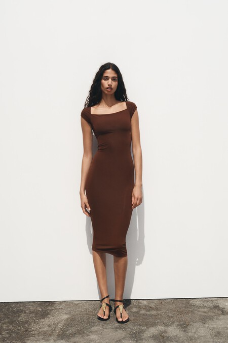 Vestido marrón de Zara en rebajas