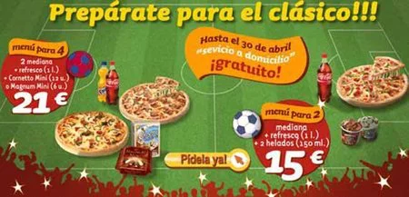 Telepizza lanza ofertas para el Madrid-Barça