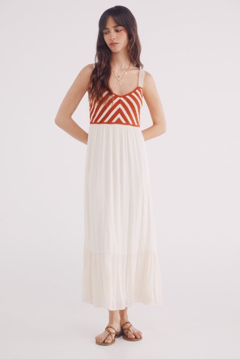 Vestido combinado de crochet