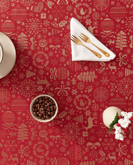 Mantel Jacquard Navidad Candy Rojo