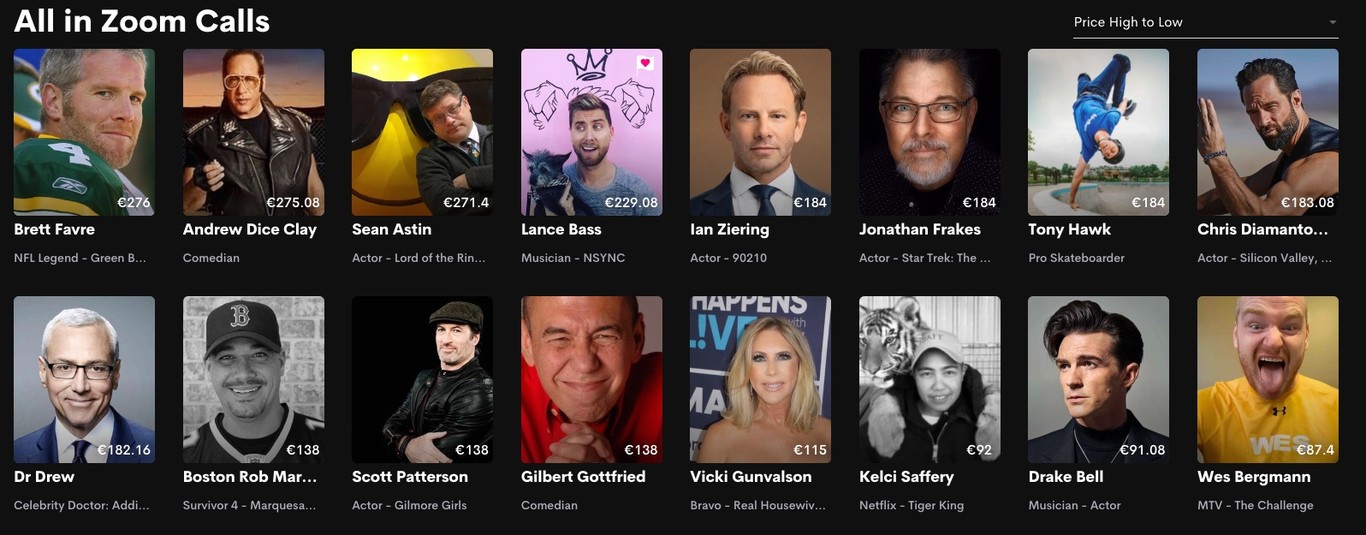 15.000 dólares por una videollamada en Zoom con una persona famosa