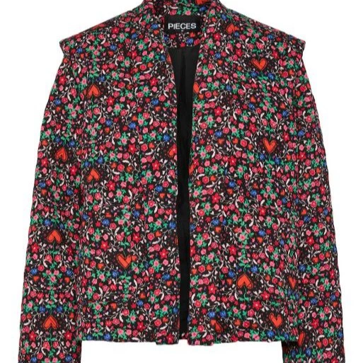 Abrigo de mujer guateado con estampado floral
