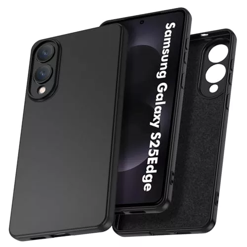 COPIKE Funda Silicona para Samsung Galaxy S25 Edge con Protección de La Cámara, Carcasa Antigolpes Delgada Suave TPU, Negro