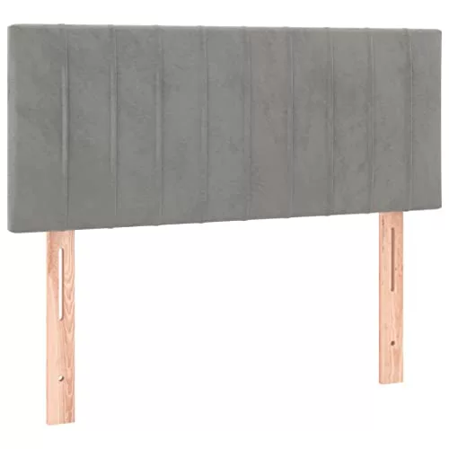 vidaXL Cabecero Tapizado Antimanchas Acolchado  Prueba Polvo Dormitorio de Terciopelo Gris Claro 80x5x78/88 cm