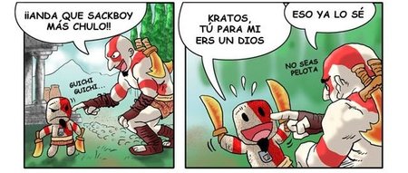 Imagen de la semana: viñeta sobre Kratos y su Sackboy