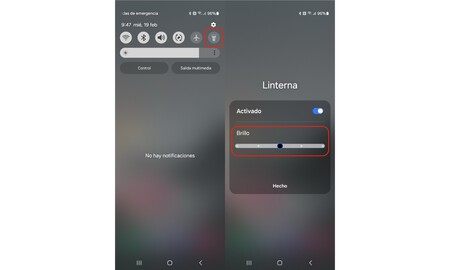 La intensidad de la linterna