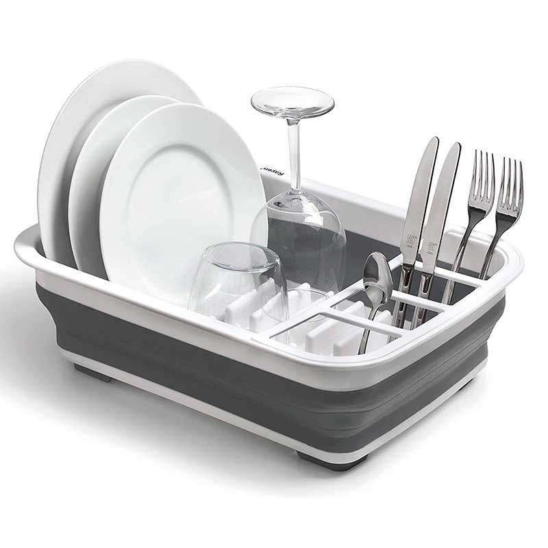 Escurreplatos Plegable Rayen Con Orificios De Drenaje Gris/blanco 11,5x29,3x37,7 Cm