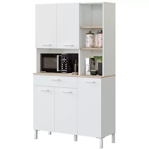 Habitdesign Mueble Auxiliar Cocina 5 Puertas + 1 Cajón, Modelo Kira