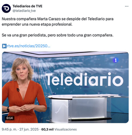 Marta Carazo se despide de TVE