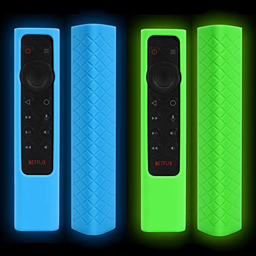 OOTSR Funda de Silicona Compatible con NVIDIA Shield TV Pro/4K HDR Remote Controller, Funda Protectora Remota, Antideslizante Shockproof Funda Protectora, Brillar en Oscuridad (Glow Azul+Verde)