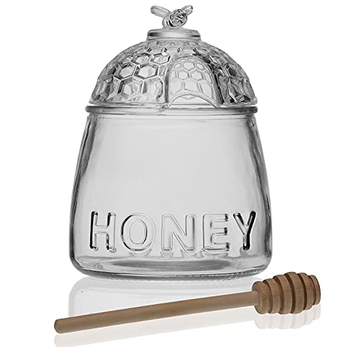 MGE - Mielera con Cuchara - Tarro de Miel de Cristal