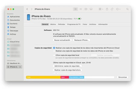 Copia de seguridad de iPhone Mac